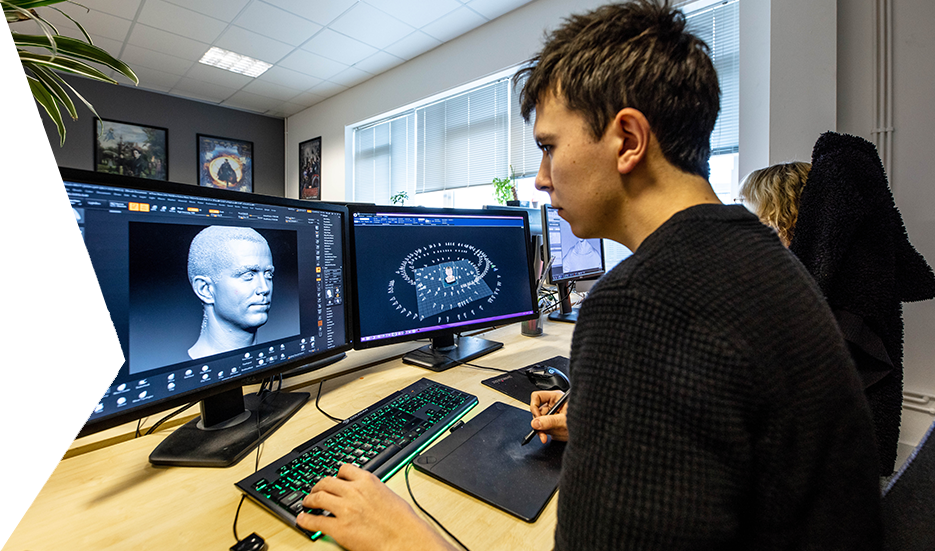 Clear Angle 3D scan proocessing Clear Angle Studios team member processing a 3D scan